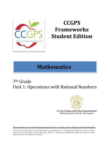 7th Grade Unit 1: Operations with Rational Numbers