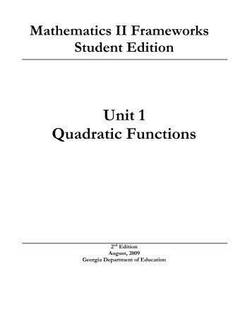 Unit 1 Quadratic Functions - GeorgiaStandards.org