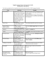 English Language Glossary of Terms in the CCGPS (contributed by ...