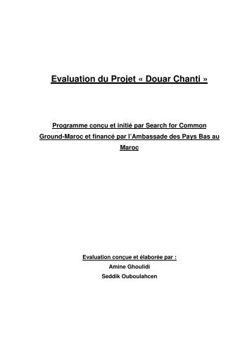 Evaluation du Projet « Douar Chanti » - Search for Common Ground