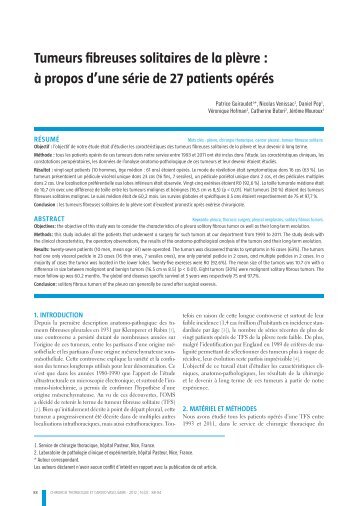 Tumeurs fibreuses solitaires de la plÃ¨vre : Ã  propos d'une ... - sfctcv