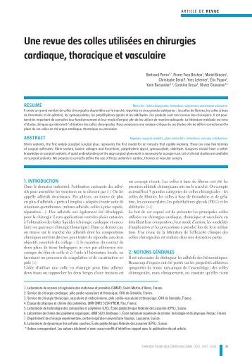 Une revue des colles utilisÃ©es en chirurgies cardiaque ... - sfctcv