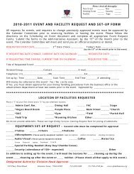 2010-2011 EVENT AND FACILITY REQUEST AND SET-UP FORM