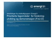 Energi21: vindkraftgruppens anbefalinger for fremtidig satsning - SFFE