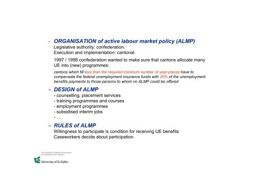 Microeconometric evaluation of active labour market policies - SFI