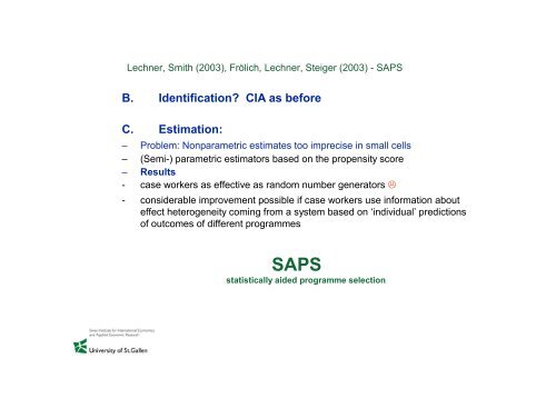 Microeconometric evaluation of active labour market policies - SFI