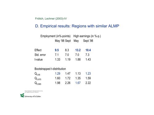 Microeconometric evaluation of active labour market policies - SFI