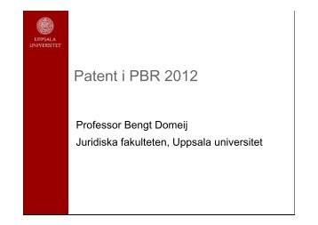 Patent - jur. dr Bengt Domeij, Uppsala Universitet - SFIR