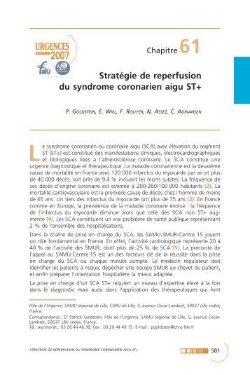 Stratégie de reperfusion du syndrome coronarien aigu ST+ - SFMU
