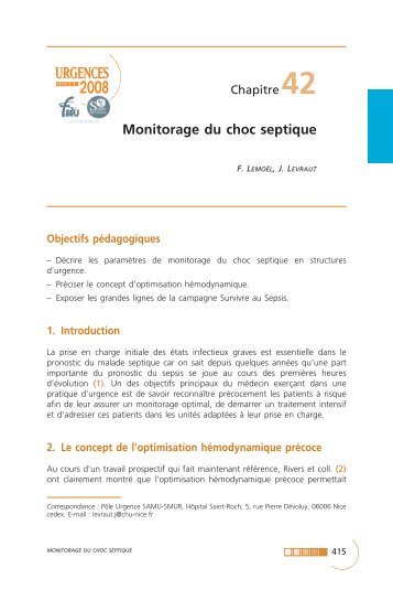 Monitorage du choc septique - SFMU