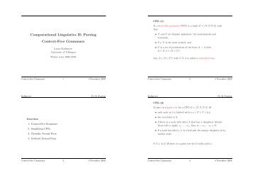 Computational Linguistics II: Parsing Context-Free Grammars