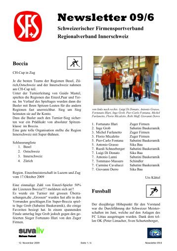 Newsletter 09/6 - Schweizerischen Firmensportverbandes