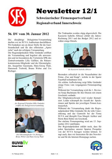 Newsletter 12/1 - Schweizerischen Firmensportverbandes