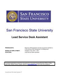 Lead Housing Service Desk Assistant - San Francisco State University