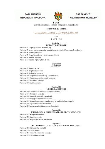 L E G E privind asociaÅ£iile de economii Åi Ã®mprumut ale cetÄÅ£enilor Nr ...