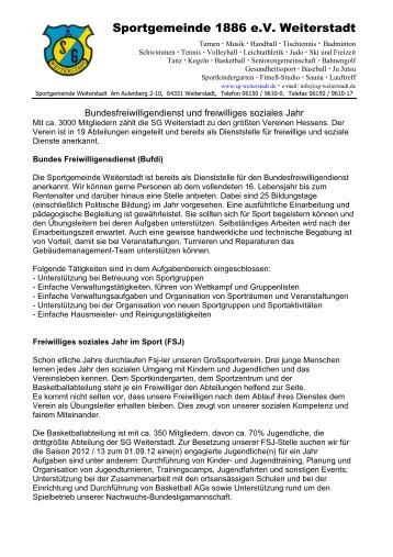 Freie FSJ- und Bundesfreiwilligendienststellen bei ... - SG Weiterstadt