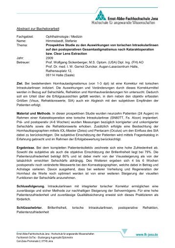 Abstract zur Bachelorarbeit - Fachhochschule Jena