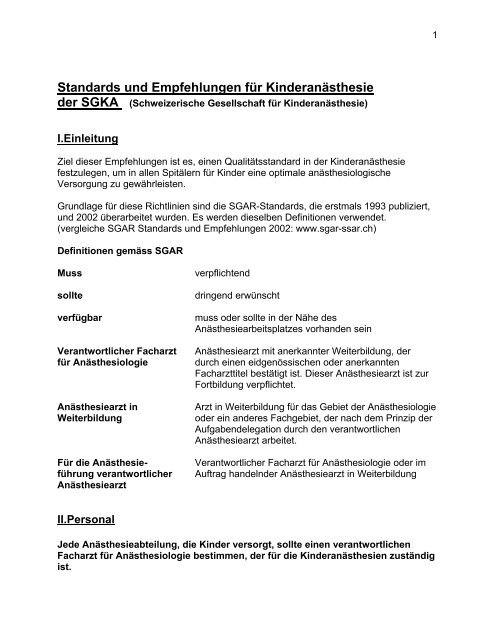 Standards und Empfehlungen SGKA (PDF Format) - Schweizerische ...