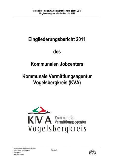 Eingliederungsbericht Landkreis Vogelsbergkreis - jobcenter | SGB ...