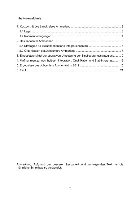 Eingliederungsbericht Landkreis Ammerland - jobcenter | SGB II ...