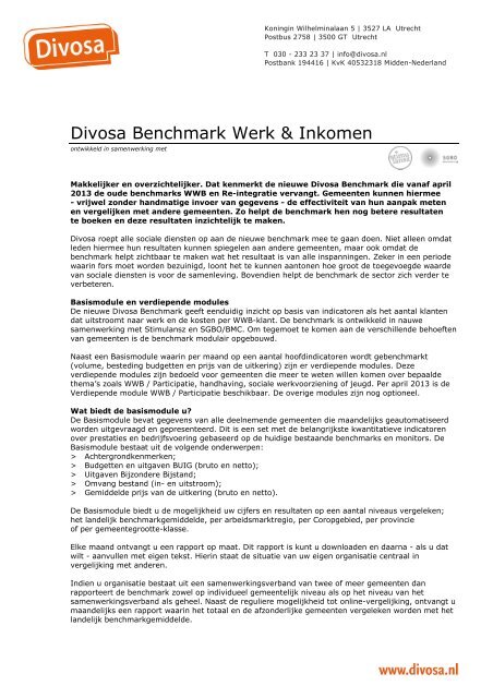 Divosa Benchmark Werk & Inkomen - Sgbo