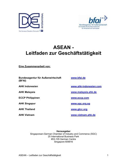 ASEAN - Leitfaden zur Geschäftstätigkeit - AHK Singapur