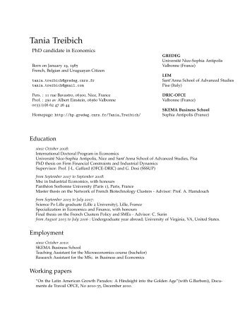 Tania Treibich: Curriculum Vitae - CNRS