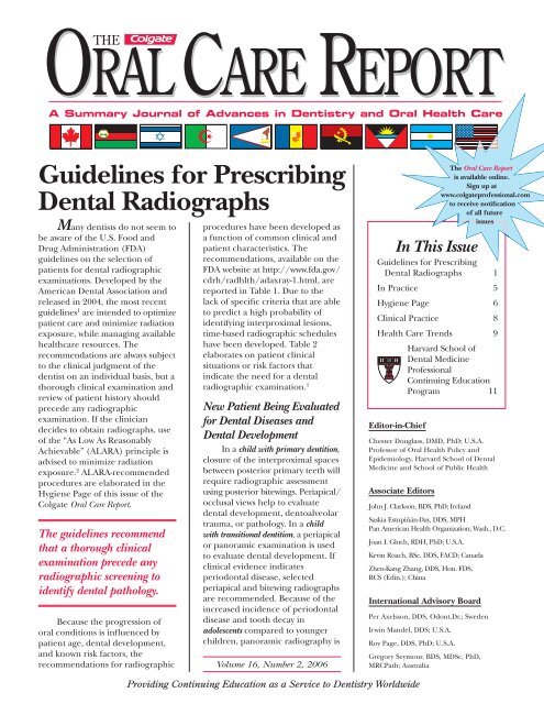 Guidelines for Prescribing Dental Radiographs - Colgate Professional