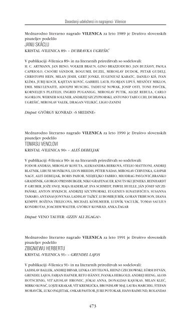 Zbornik Mednarodnega literarnega sreÄanja Vilenica 2004 - Ljudmila