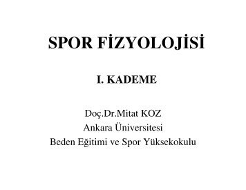 spor fizyolojisi Ä±. kademe