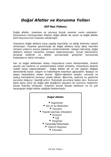 DoÄal Afetler ve Korunma YollarÄ±