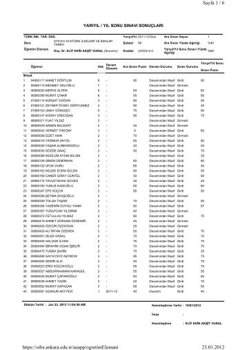 2011-2012 gÃ¼z final sonuÃ§larÄ±