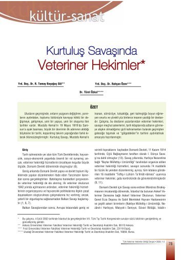 KurtuluÅ SavaÅÄ±nda Veteriner Hekimler