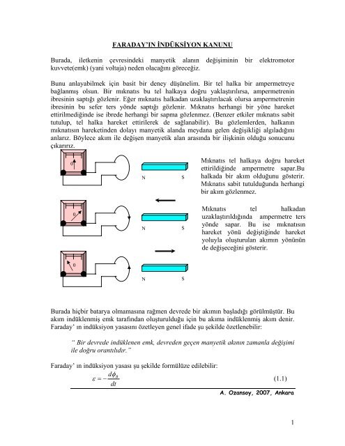 faraday'Ä±n indÃ¼ksiyon kanunu