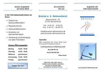 Flyer "Angebote der Fahrradwerkstatt" - Brücke e. V. Delmenhorst