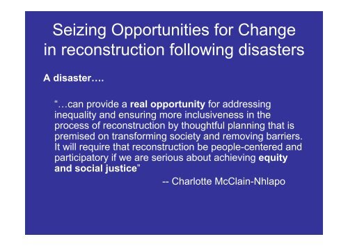 DISABILITY & DISASTER