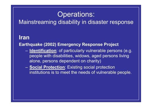 DISABILITY & DISASTER