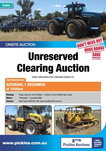 Unreserved Clearing Auction - Pickles Auctions