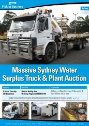 Massive Sydney Water Surplus Truck & Plant ... - Pickles Auctions