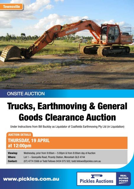 Trucks, Earthmoving & General Goods Clearance ... - Pickles Auctions