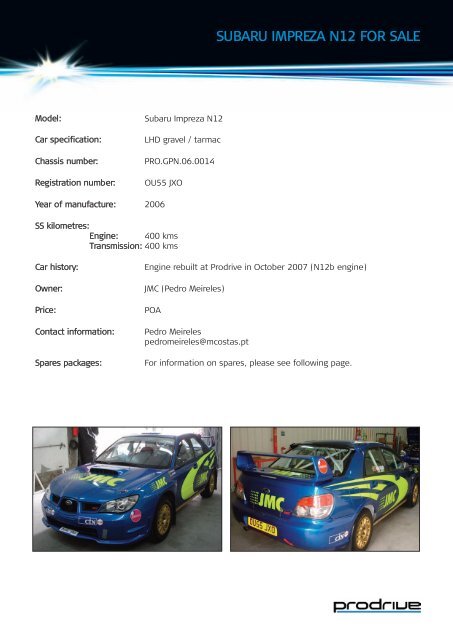 SUBARU IMPREZA N12 FOR SALE - Prodrive