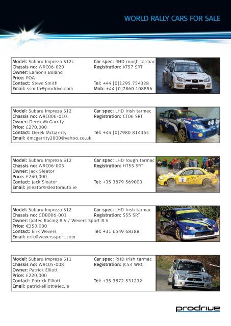 WORLD RALLY CARS FOR SALE - Prodrive