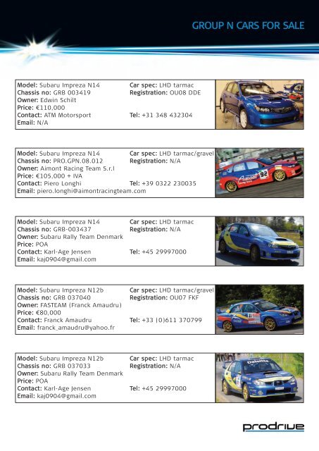 WORLD RALLY CARS FOR SALE - Prodrive