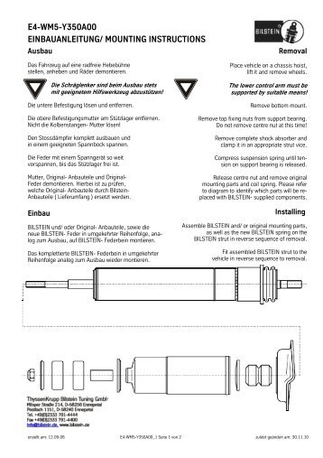 e4-wm5-y350a00 einbauanleitung/ mounting instructions - Bilstein
