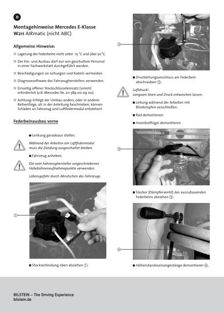 Montagehinweise Mercedes E-Klasse W211 AIRmatic ... - Oscaro
