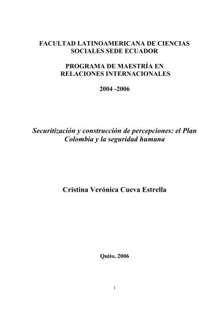 el Plan Colombia y la seguridad humana Cristina ... - Flacso Andes