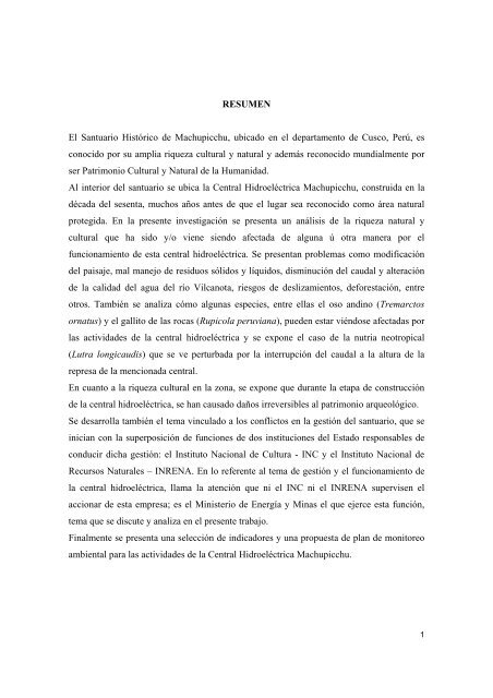 Conflictos ambientales en la gestiÃ³n del Santuario ... - Sernanp