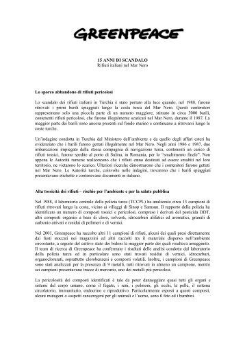 15 ANNI DI SCANDALO Rifiuti italiani nel Mar ... - Greenpeace Italia