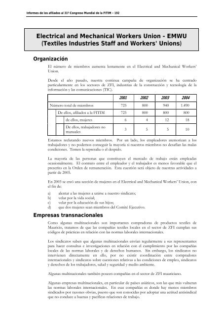 FederaciÃ³n Internacional de Trabajadores de las Industrias ...