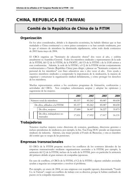 FederaciÃ³n Internacional de Trabajadores de las Industrias ...